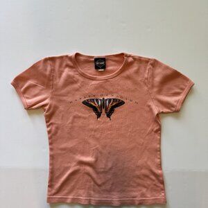 Vintage Y2K Harley Davidson 2006 El Paso TX Women's Butterfly Medium Pink Shirt